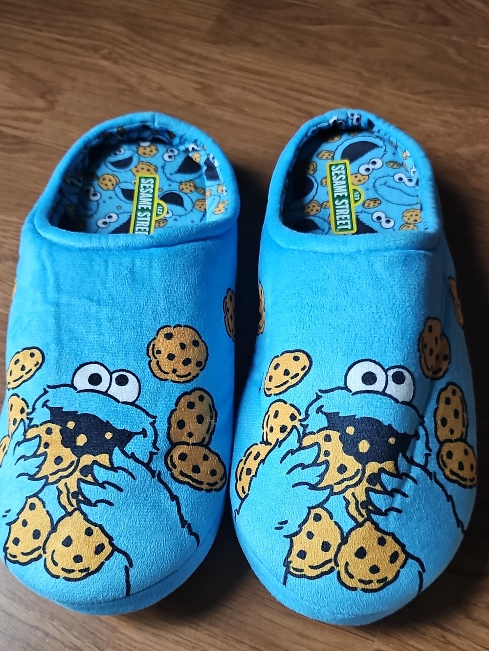 Cookie Monster Blue Sesame Street Cushiony Slide Slippers Men's Size 9/10 NWOT
